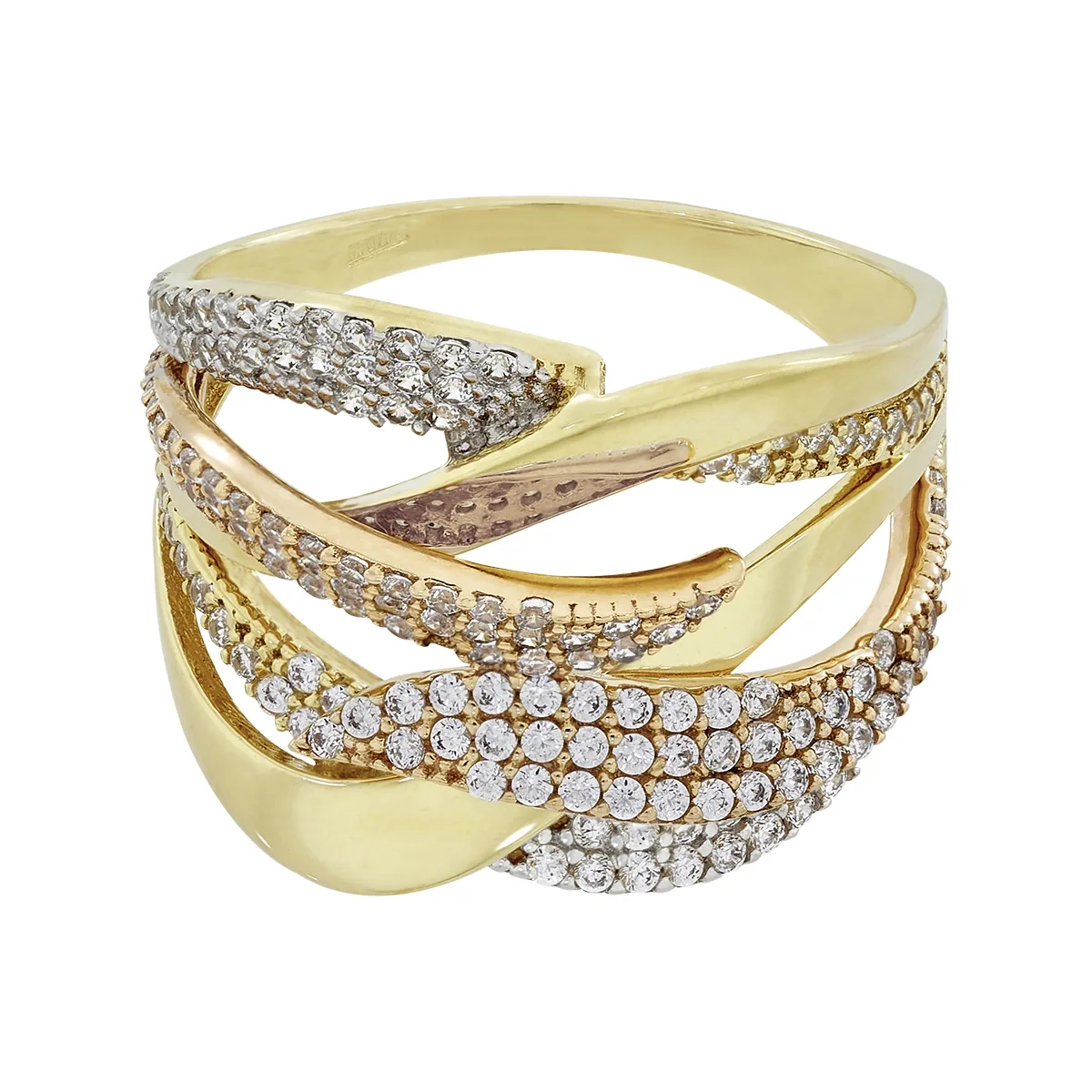 Anillo en oro amarillo de 18 Kilates, con zircones