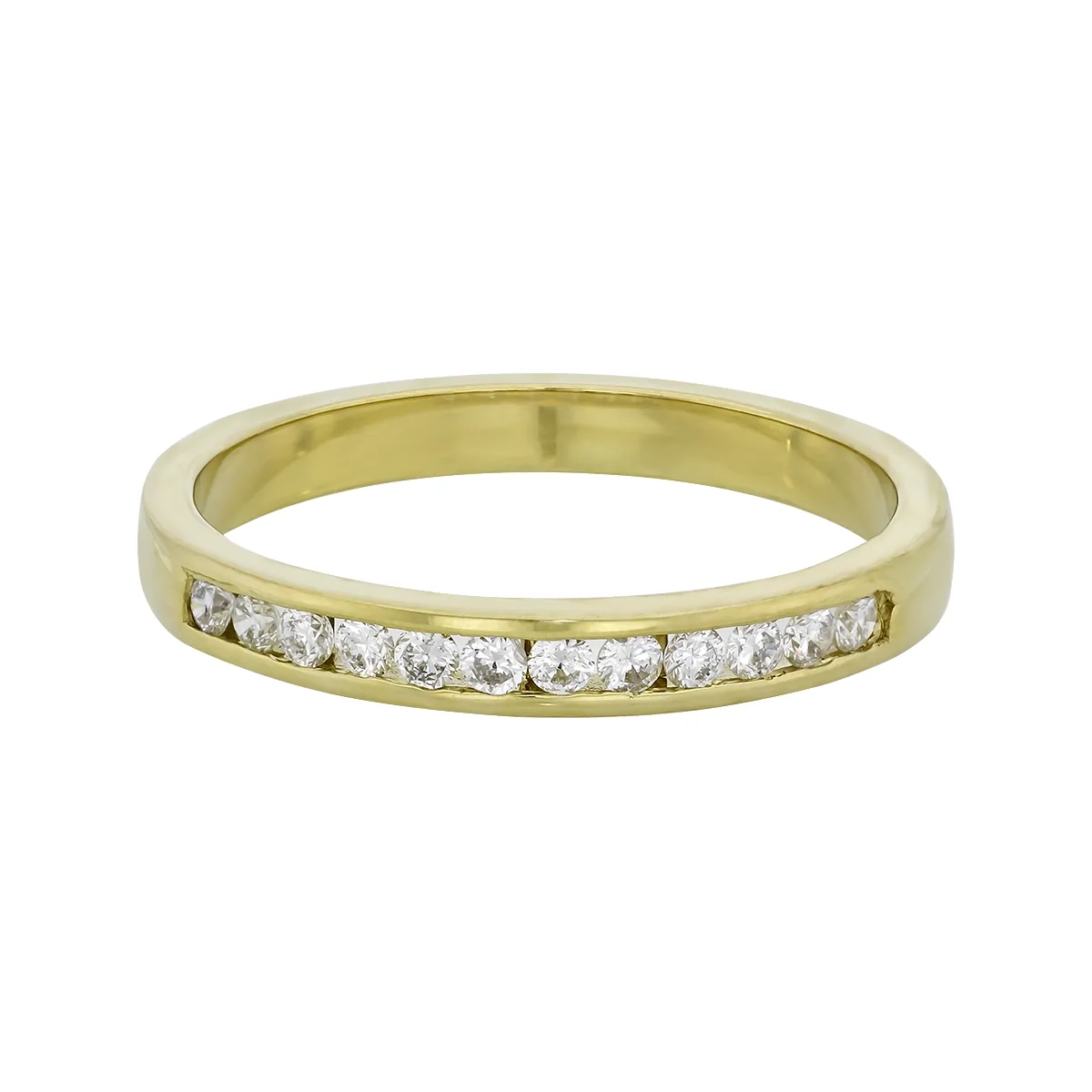 Argolla en oro amarillo de 18 Kilates, Cintillo, con diamantes de 0.25 Ct