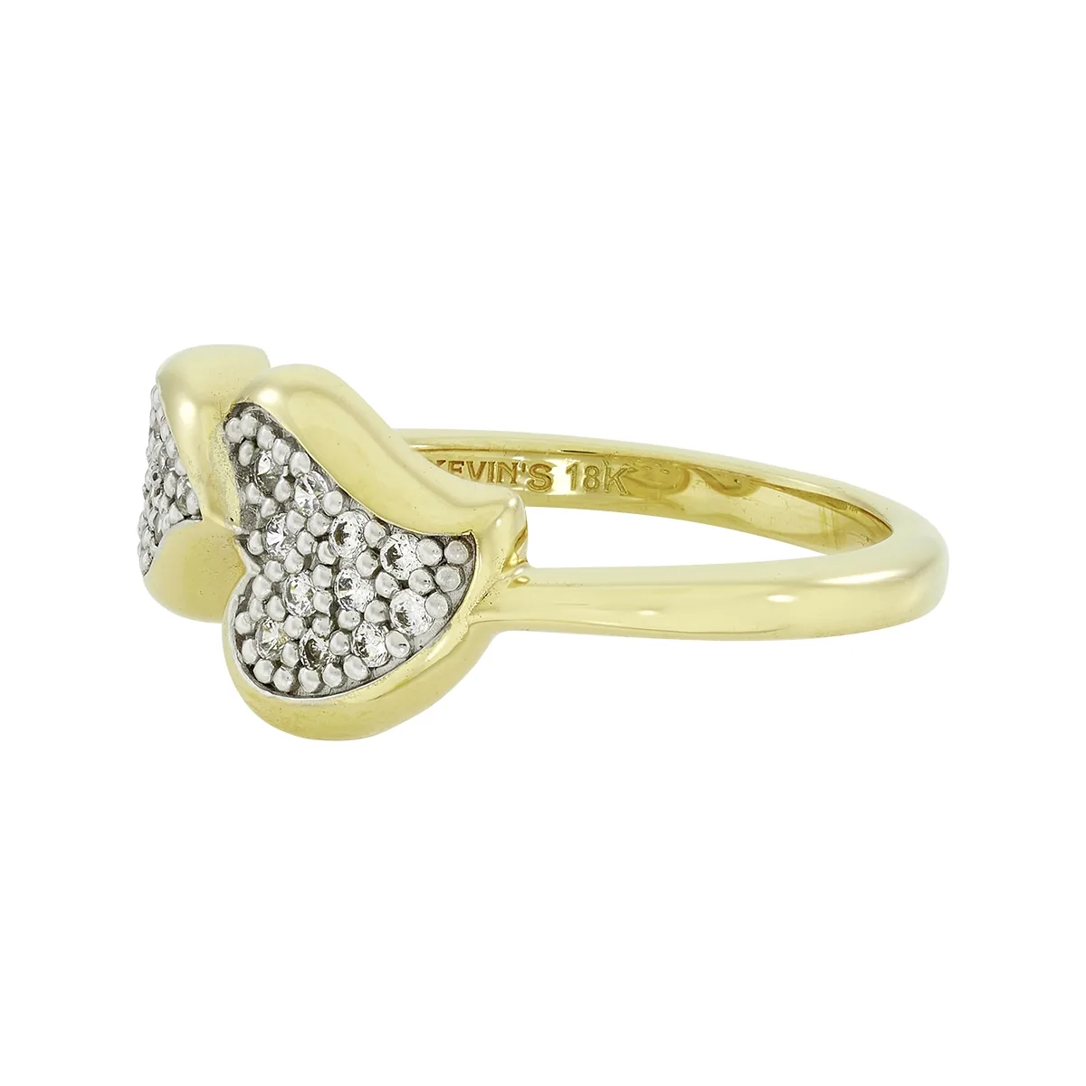 Anillo de corazones en oro amarillo de 18 Kilates, con zircones