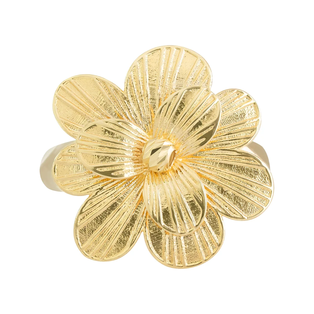 Anillo en oro amarillo de 18 Kilates con visos satinado