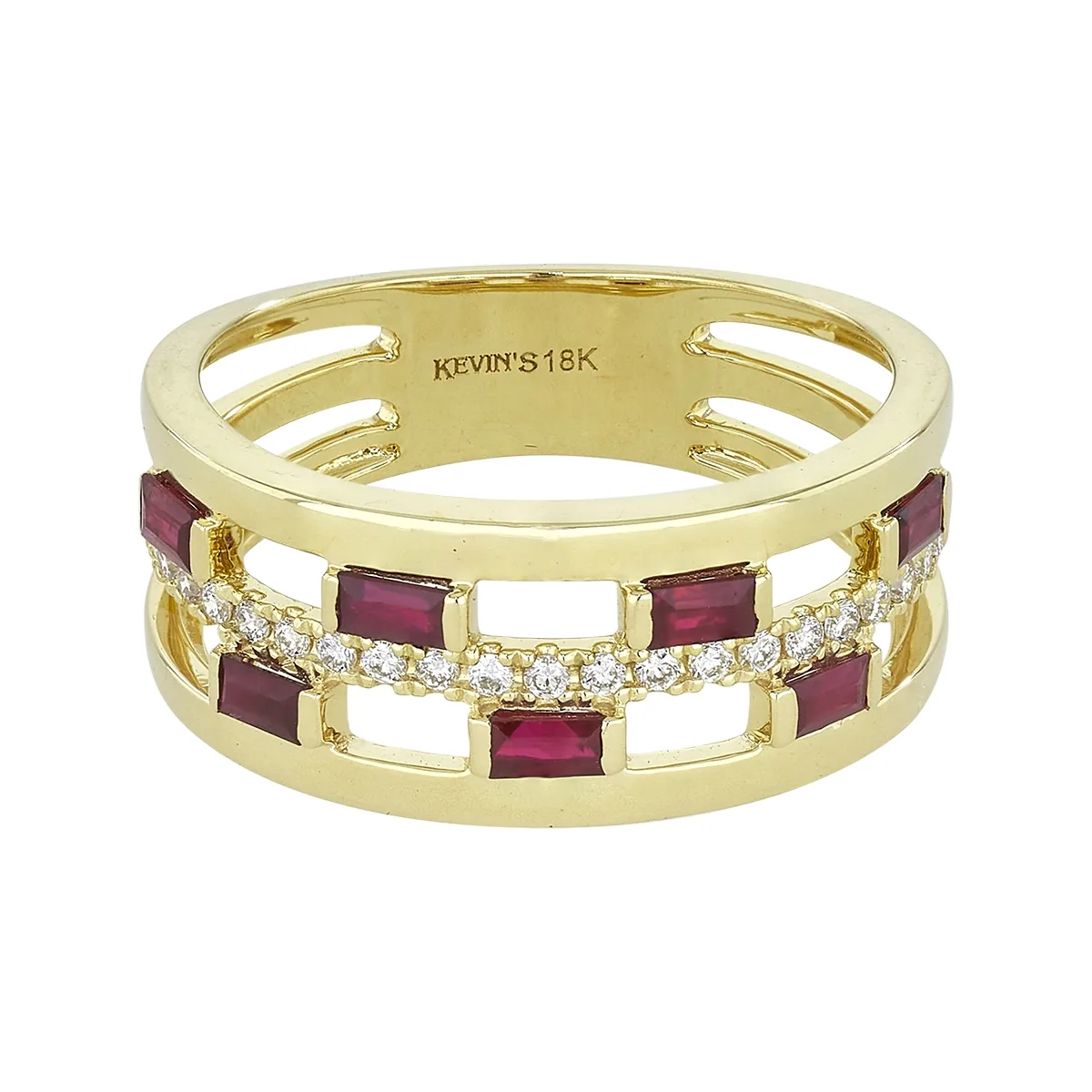 Anillo en oro amarillo de 18 Kilates, con rubís de 0.44 Ct y diamantes de 0.18 Ct