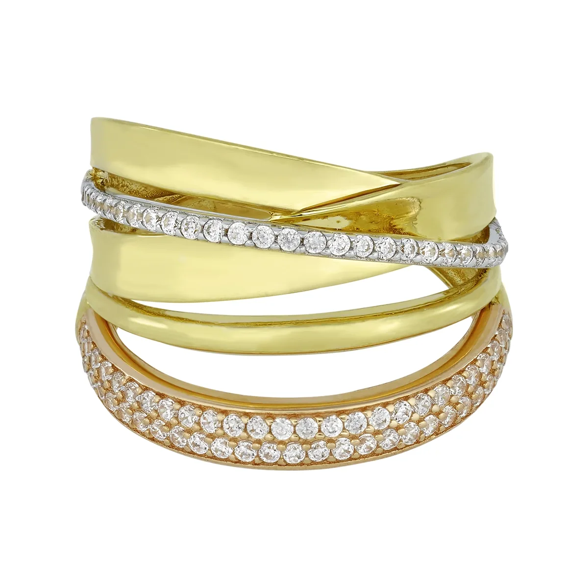 Anillo en oro amarillo de 18 Kilates, con zircones