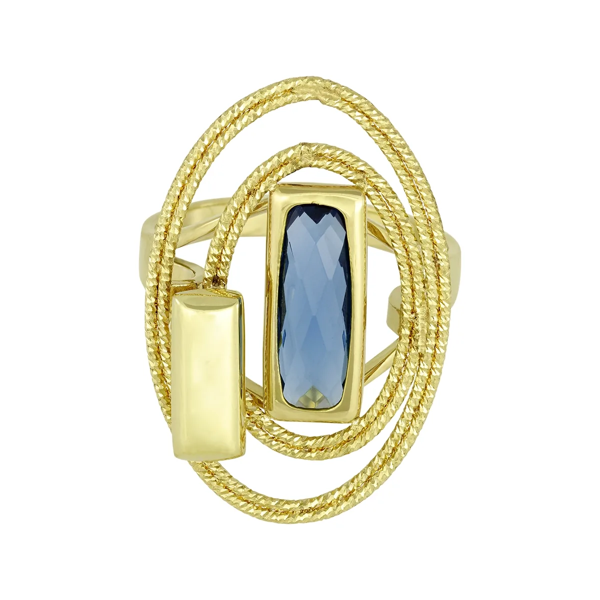 Anillo en oro amarillo de 18 Kilates con visos, con zircón col central
