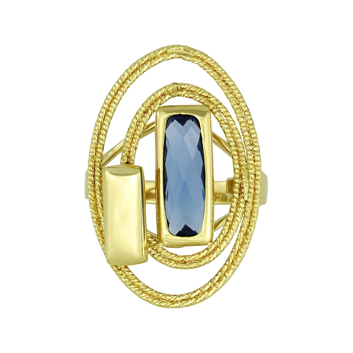 Anillo en oro amarillo de 18 Kilates con visos, con zircón col central