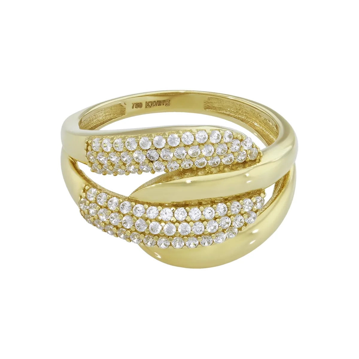 Anillo en oro amarillo de 18 Kilates, con zircones