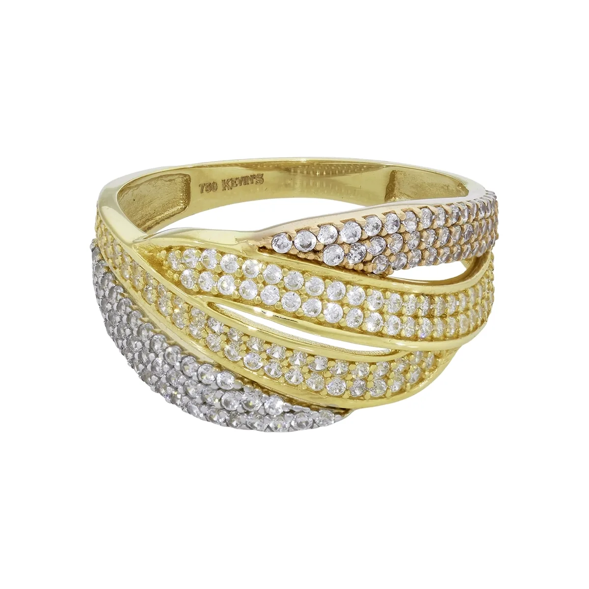 Anillo en oro amarillo de 18 Kilates, con zircones