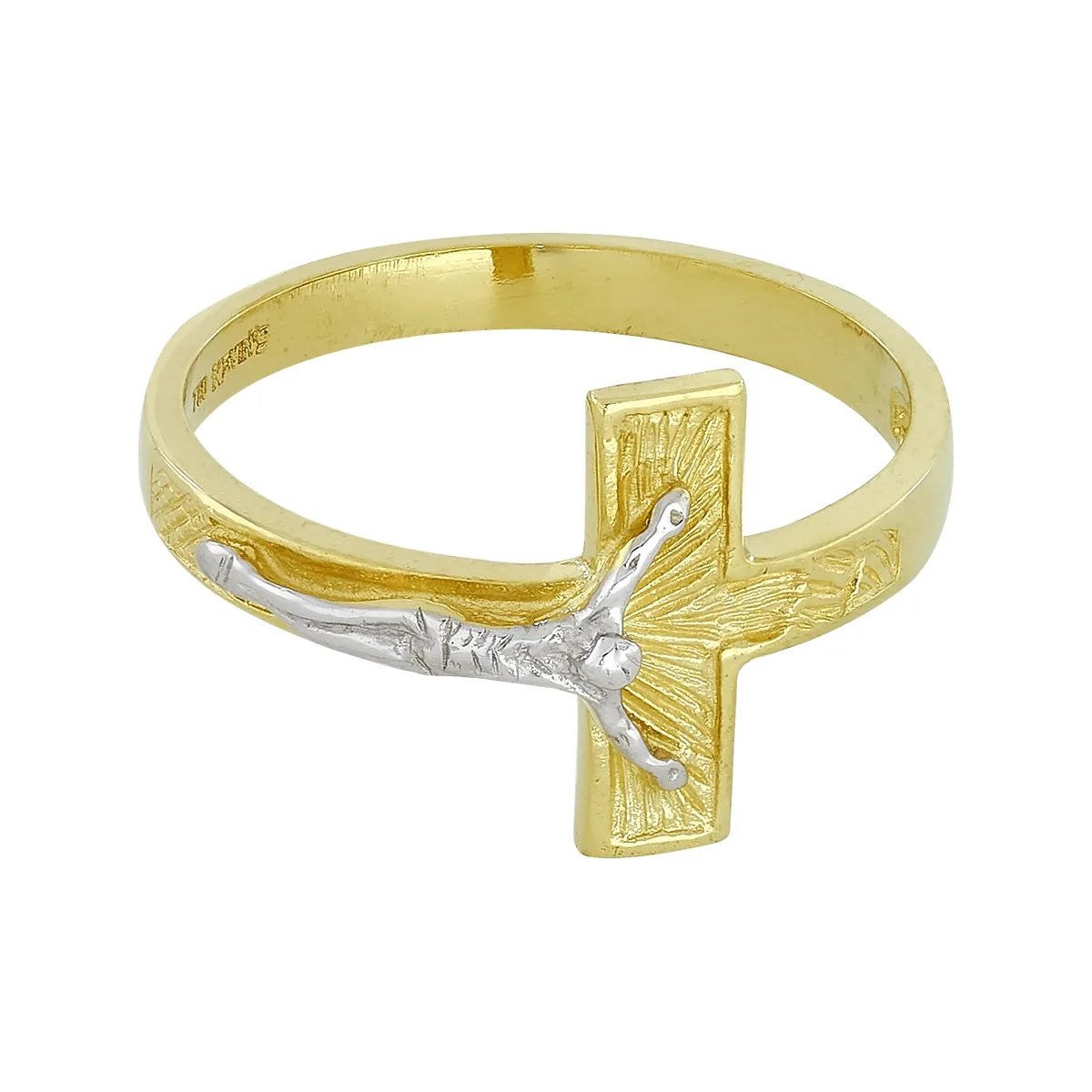 Anillo de Cristo en oro amarillo de 18 Kilates satinado