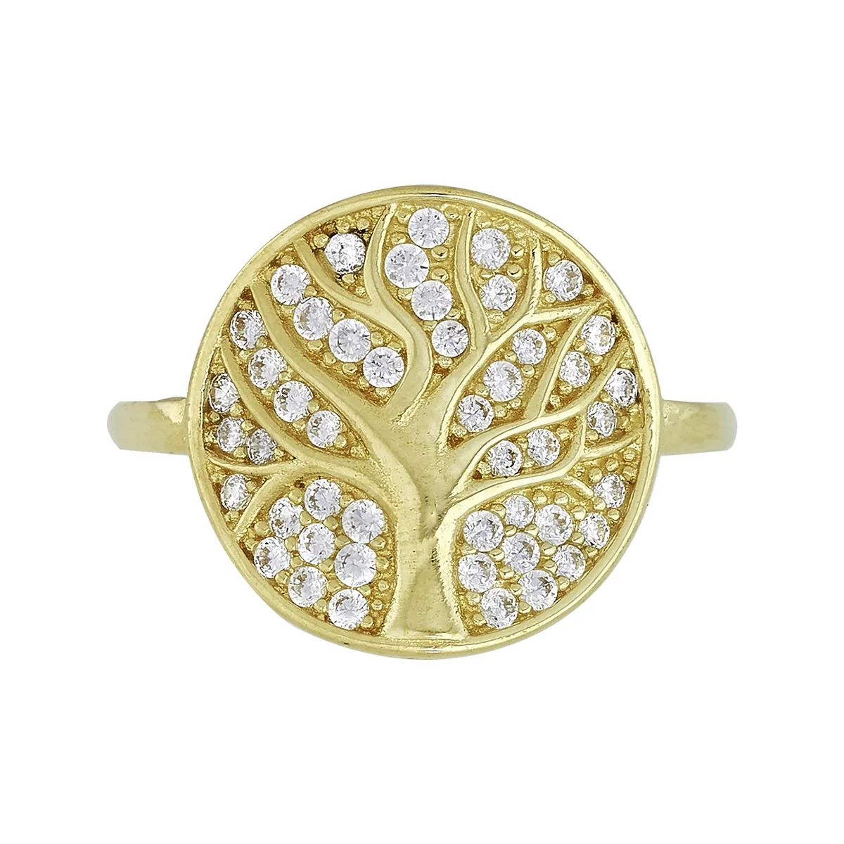 Anillo árbol de la vida en oro amarillo de 18 Kilates, con zircones