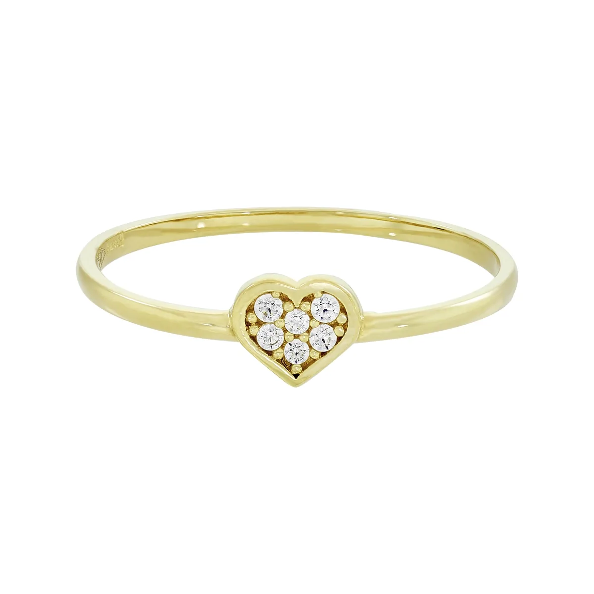 Anillo de corazón en oro amarillo de 18 Kilates, con zircones