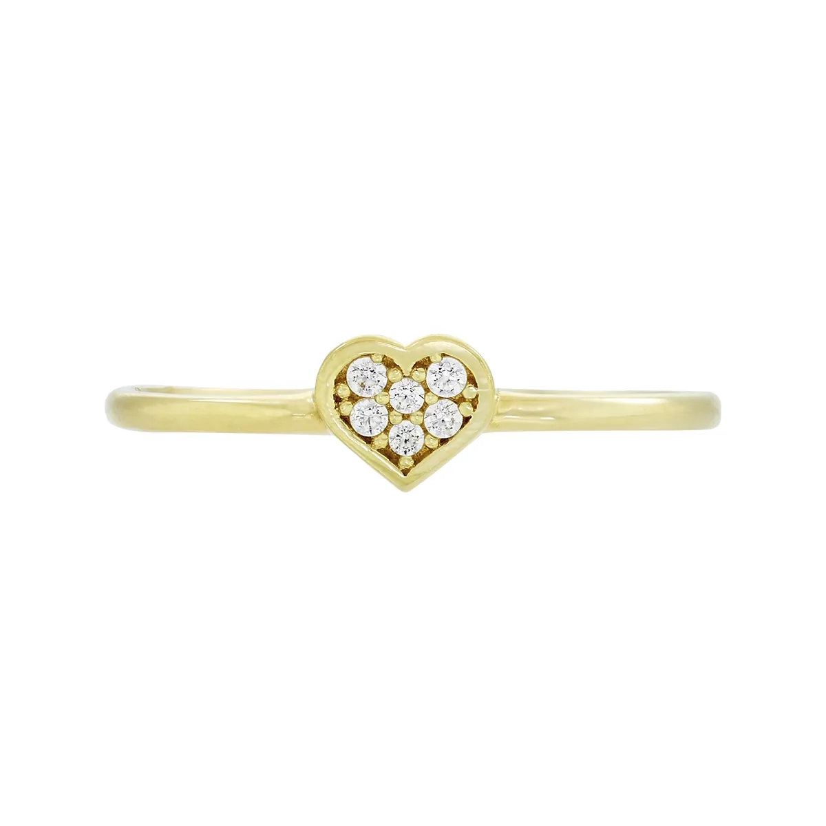 Anillo de corazón en oro amarillo de 18 Kilates, con zircones