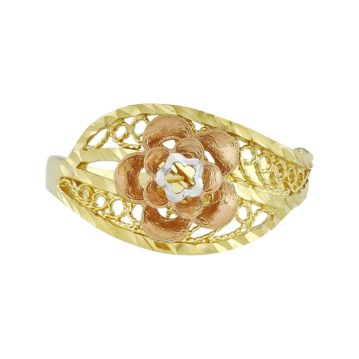 Anillo de flor en oro18 Kilates con visos