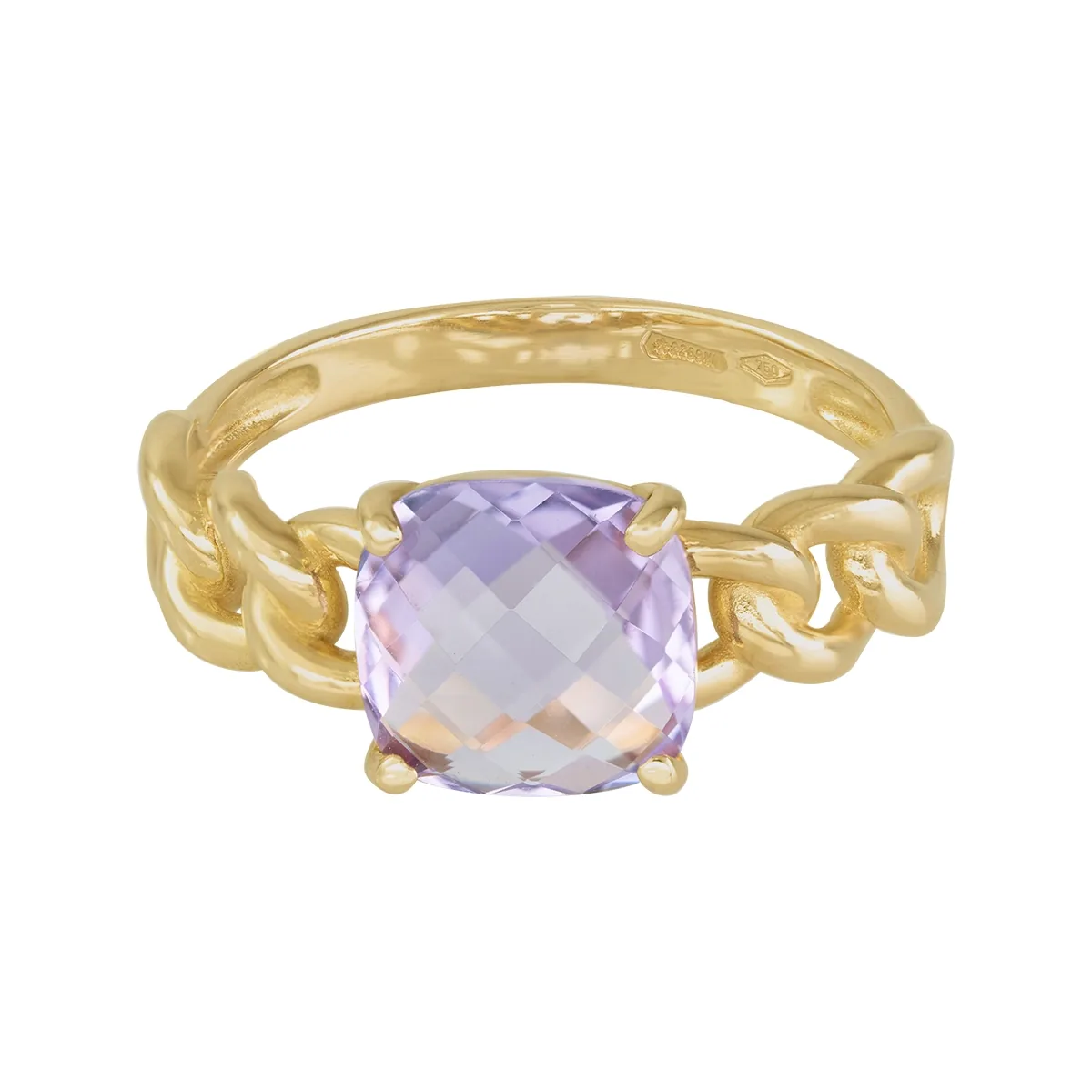 Anillo en oro amarillo de 18 Kilates, con amatista central