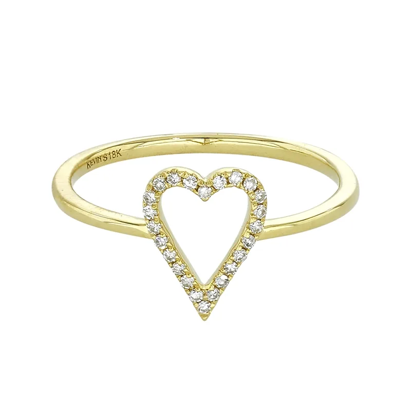 Anillo de corazón en oro amarillo de 18 Kilates, con diamantes de 0.08 Ct