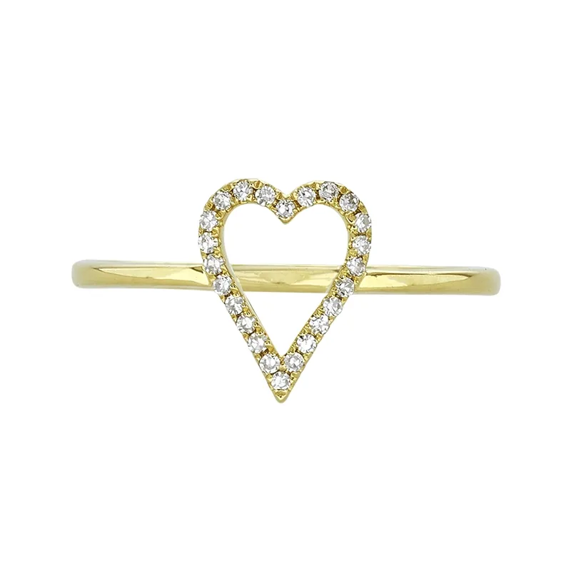 Anillo  de corazón en oro amarillo de 18 Kilates, con diamantes de 0.08 Ct