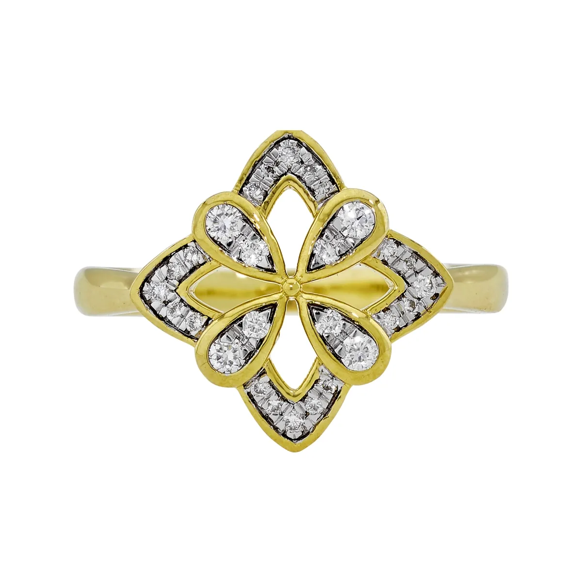 Anillo en oro amarillo de 18 Kilates, con diamantes de 0.17 Ct
