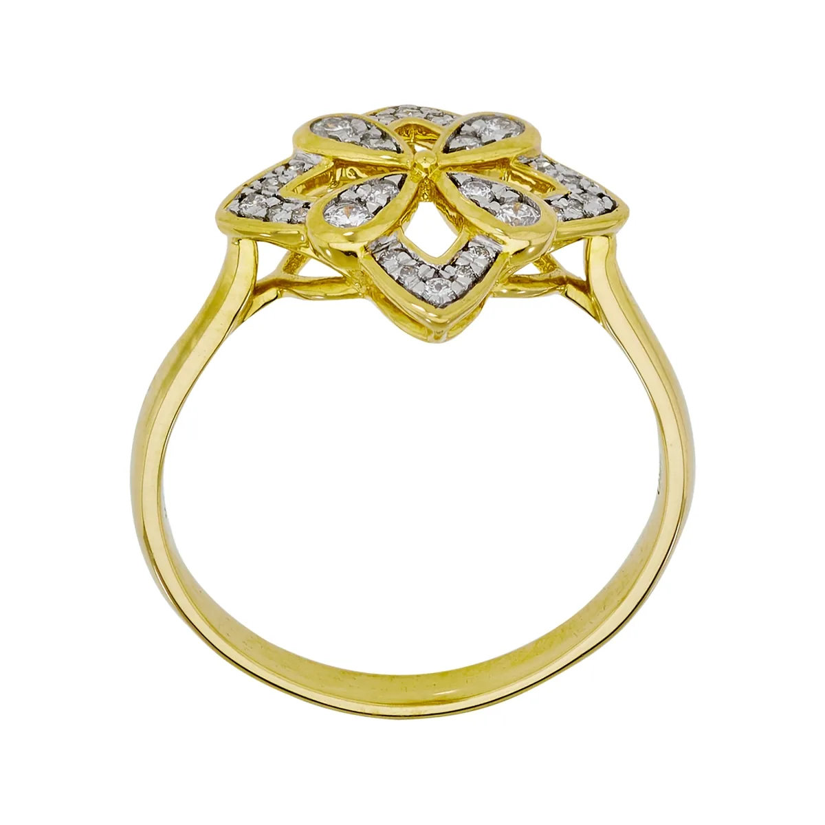 Anillo en oro amarillo de 18 Kilates, con diamantes de 0.17 Ct
