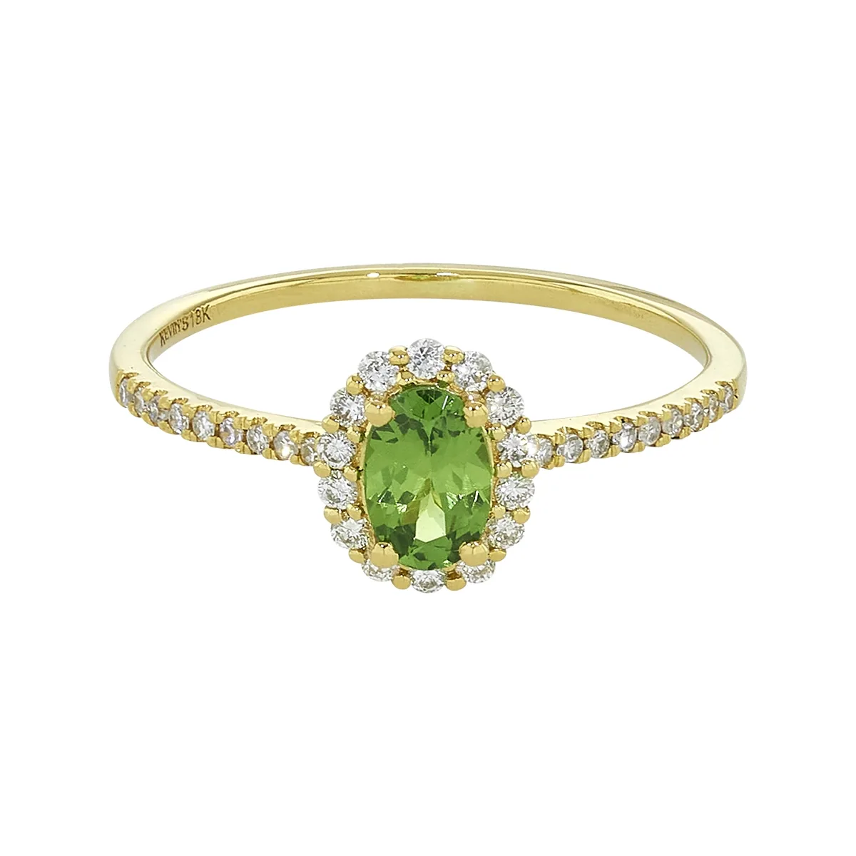 Anillo en oro amarillo de 18 Kilates, con granate central y decoración en diamantes de 0.21 Ct