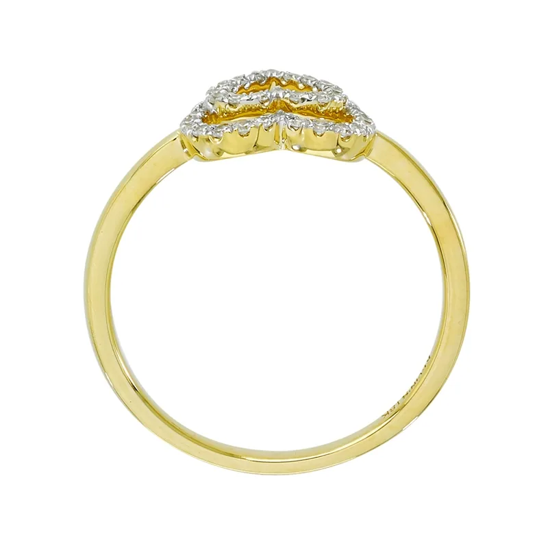 Anillo de corazones en oro amarillo de 18 Kilates, con diamantes de 0.16 Ct