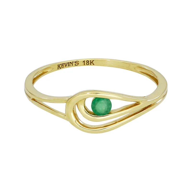 Anillo en oro amarillo de 18 Kilates, con esmeralda central