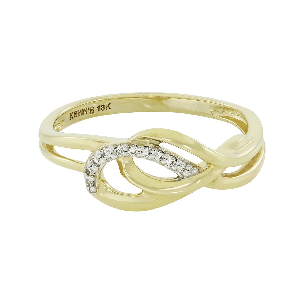 Anillo en oro amarillo de 18 Kilates, con diamantes centrales de 0.05 Ct