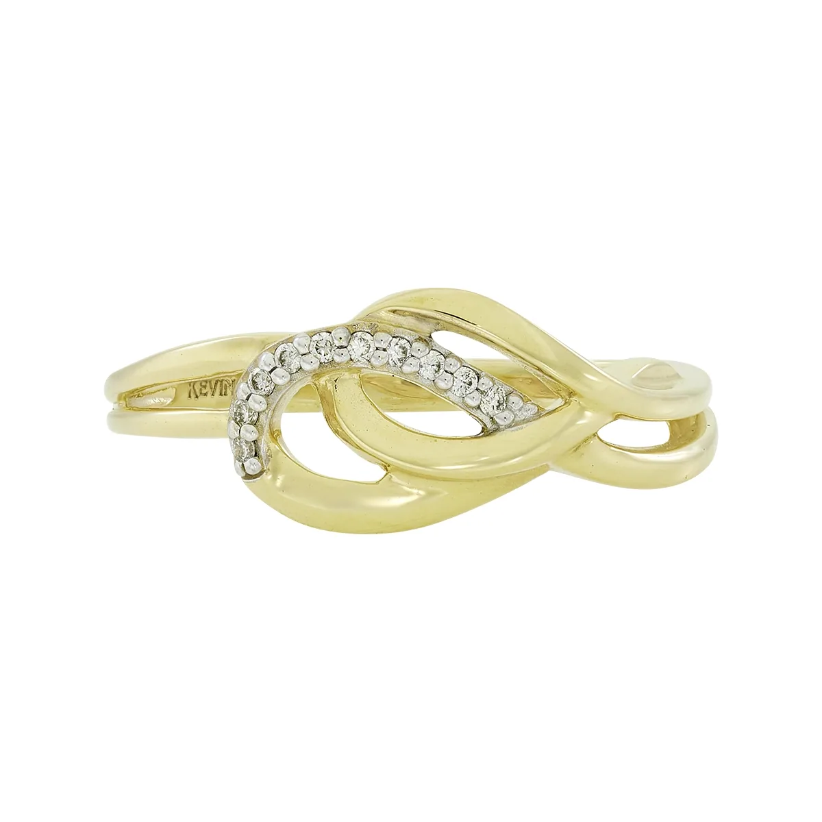 Anillo en oro amarillo de 18 Kilates, con diamantes centrales de 0.05 Ct