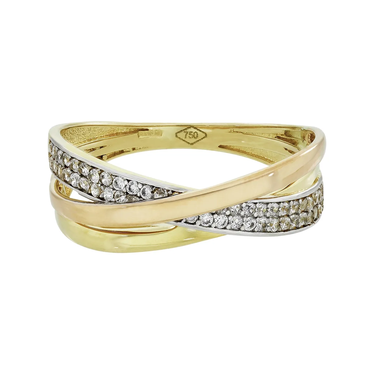 Anillo en oro amarillo de 18 Kilates, con zircones