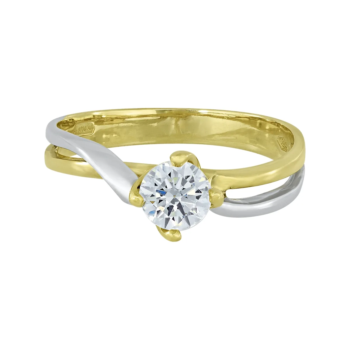 Anillo en oro amarillo de 18 Kilates, con zircón central