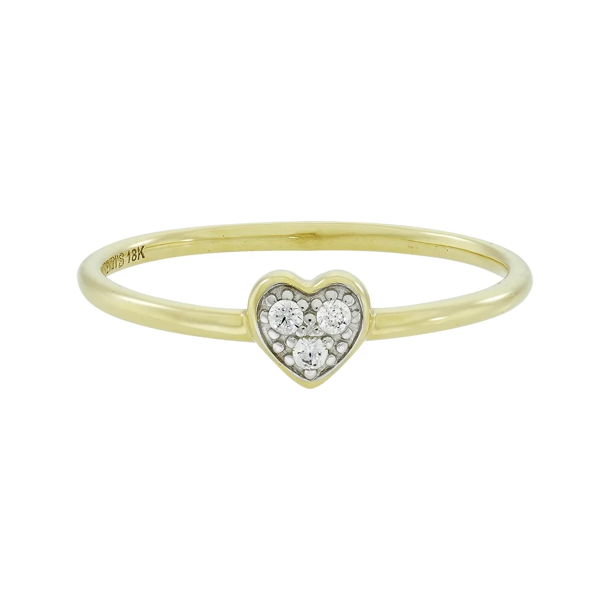 Anillo de corazón en oro amarillo de 18 Kilates, con zircones