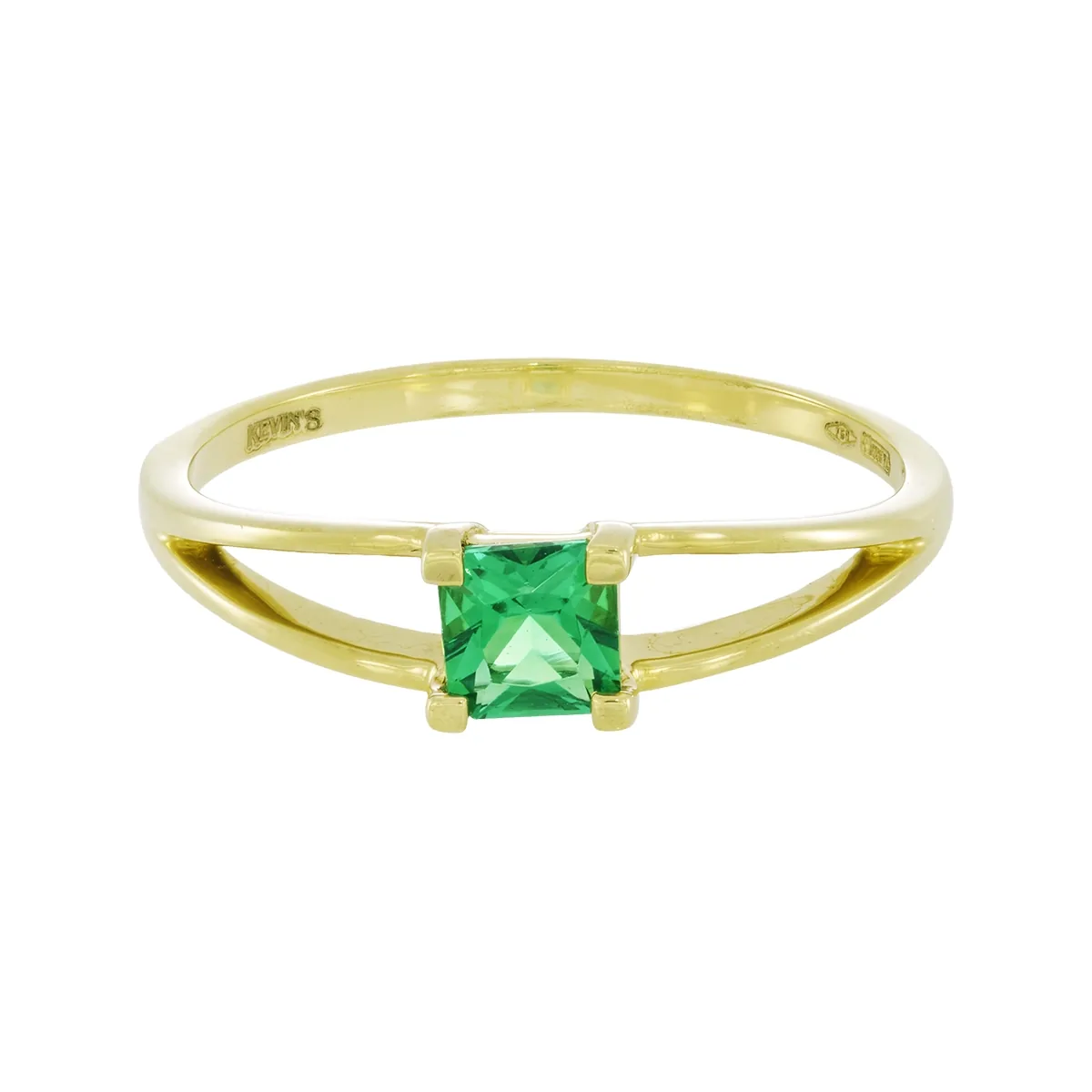 Anillo en oro amarillo de 18 Kilates, con esmeralda laboratorio central de 0.25 Ct