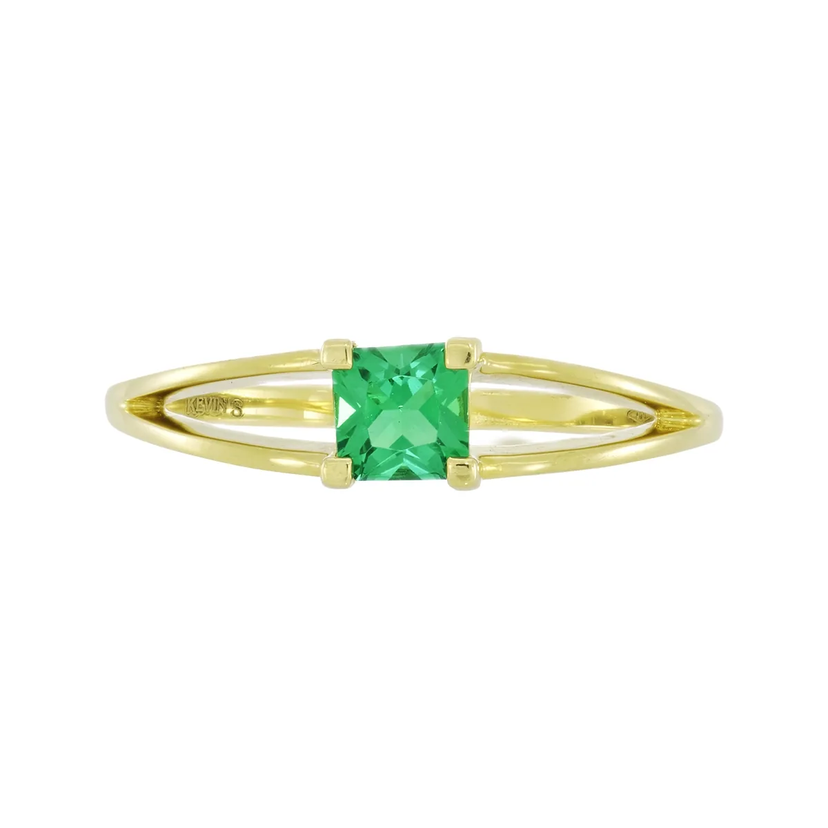 Anillo en oro amarillo de 18 Kilates, con esmeralda laboratorio central de 0.25 Ct