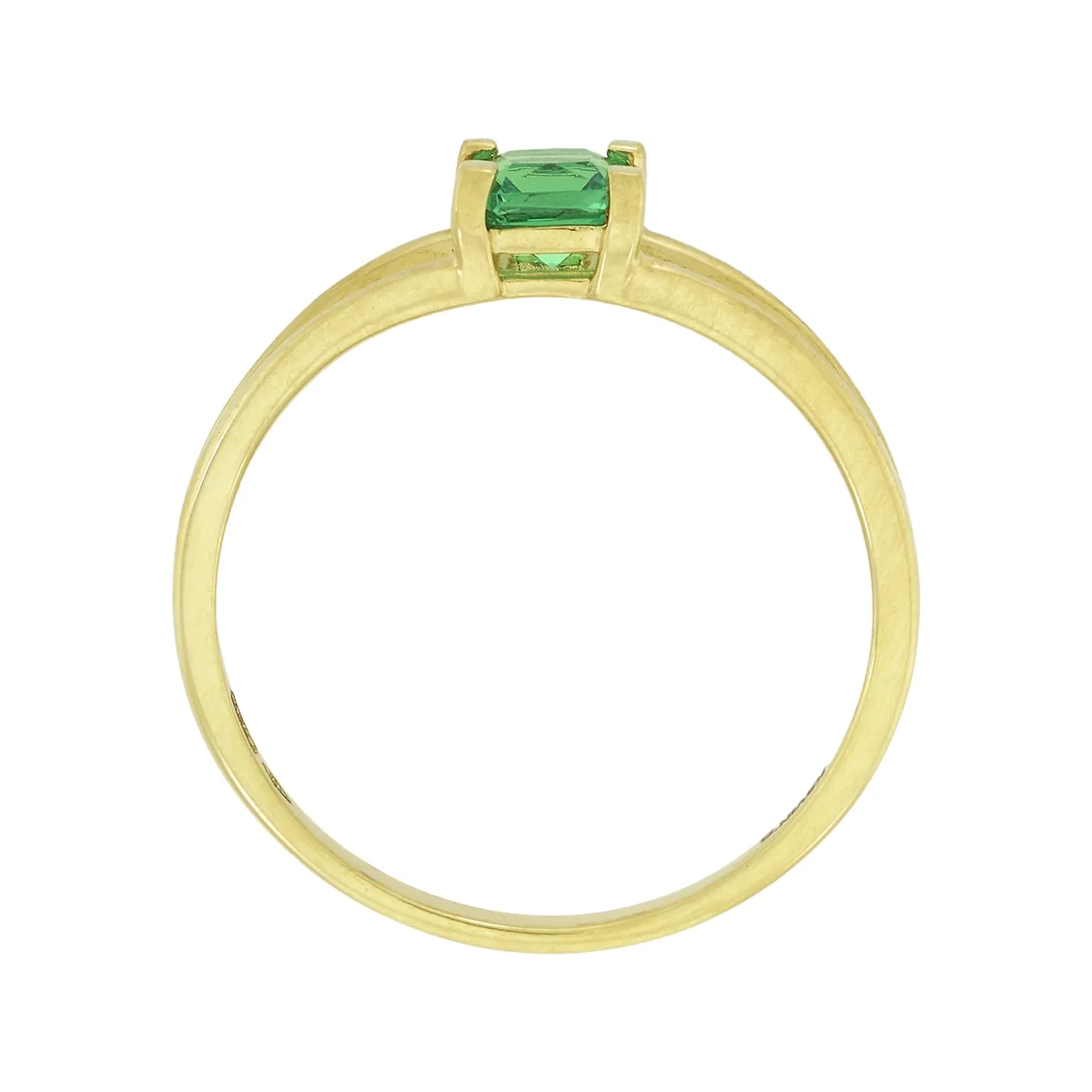 Anillo con esmeralda laboratorio central princess de 0.25Ct, oro tono amarillo 18k