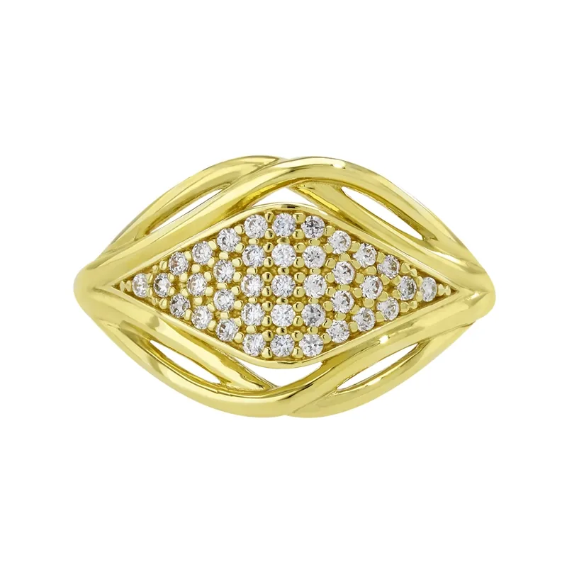 Anillo en oro amarillo de 18 Kilates, con zircones