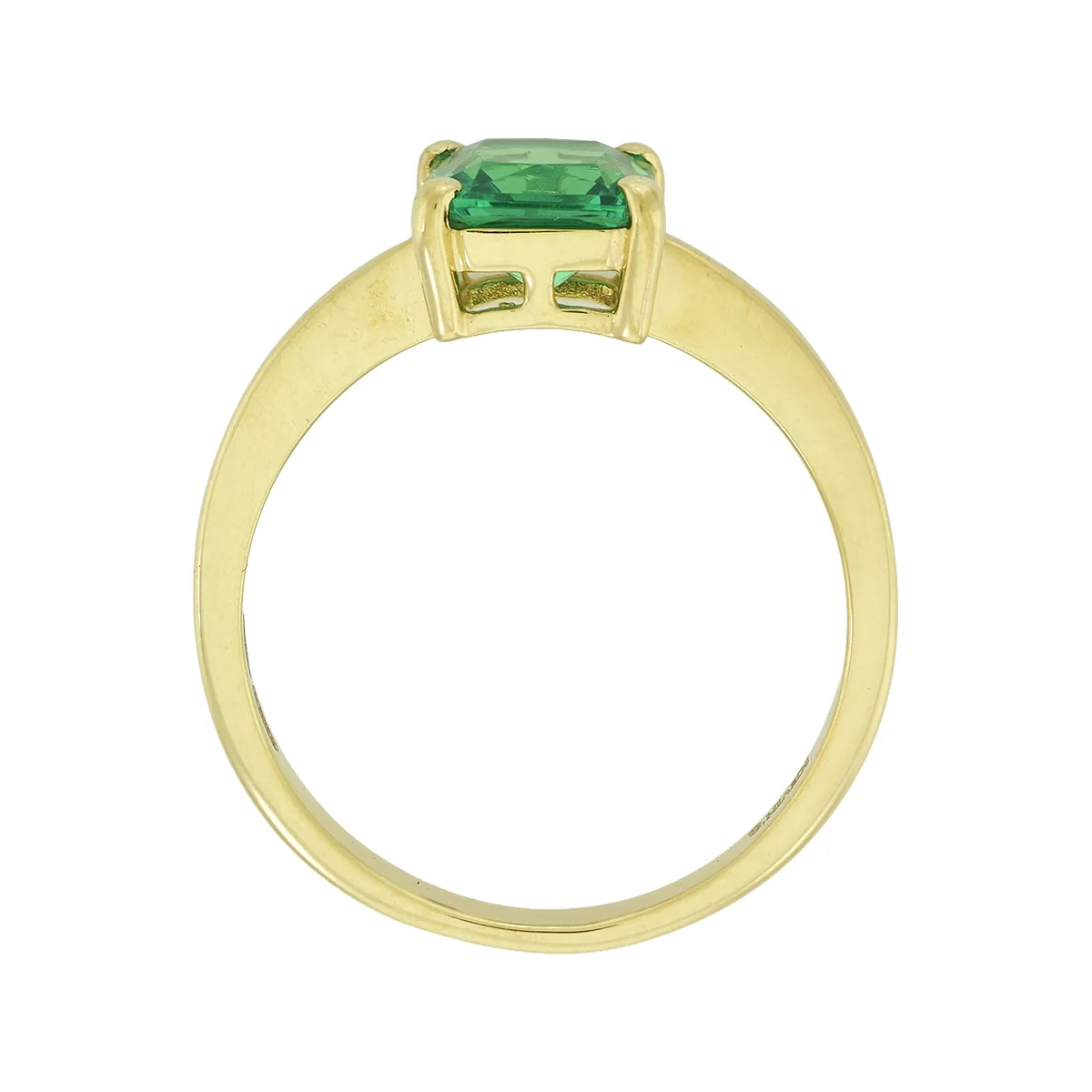 Anillo con esmeralda laboratorio central princess de 0.90Ct, oro tono amarillo 18k