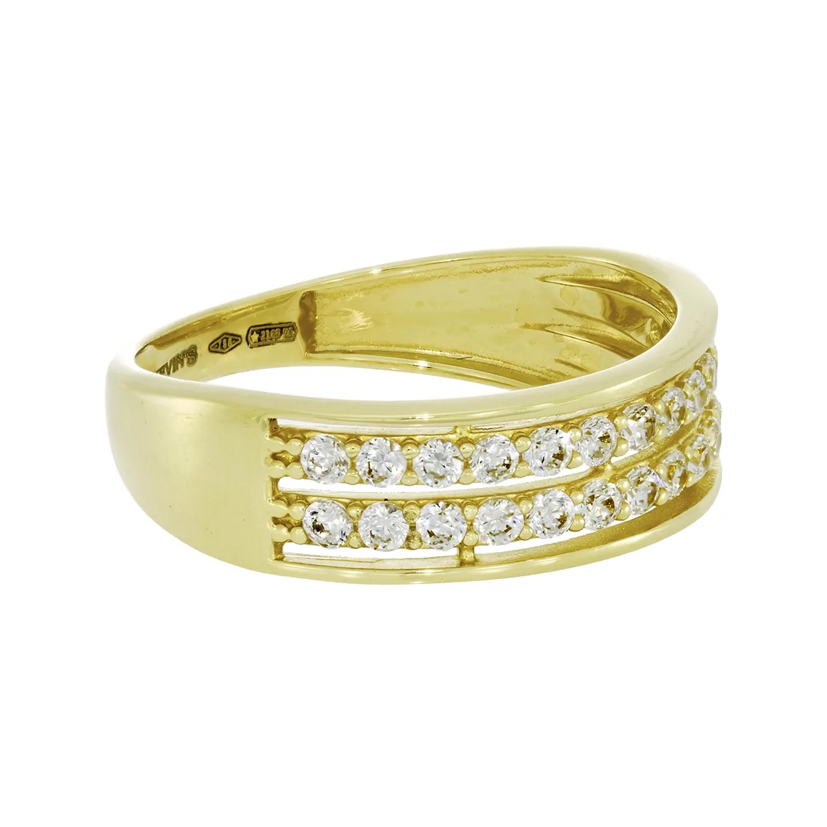 Anillo en oro amarillo de 18 Kilates, con zircones