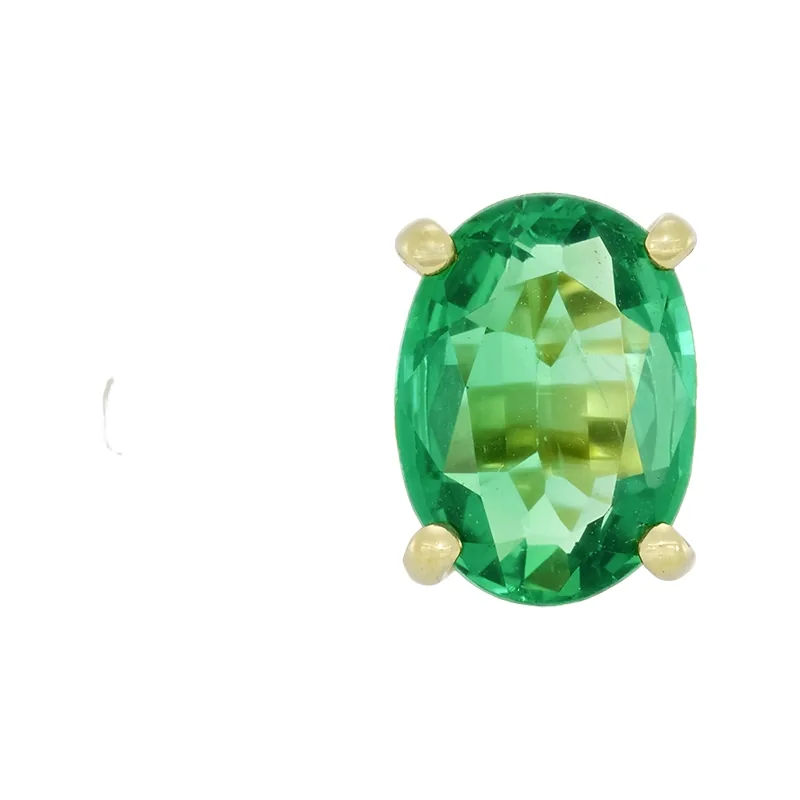 Anillo con esmeralda laboratorio central óvalo de 1.00Ct, oro tono amarillo 18k