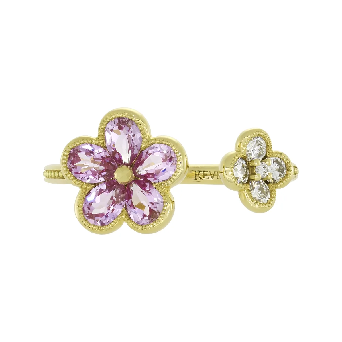 Anillo en oro amarillo de 18 Kilates, con zafiro laboratorios de 0.95 Ct y diamante de laboratorio de 0.17 Ct
