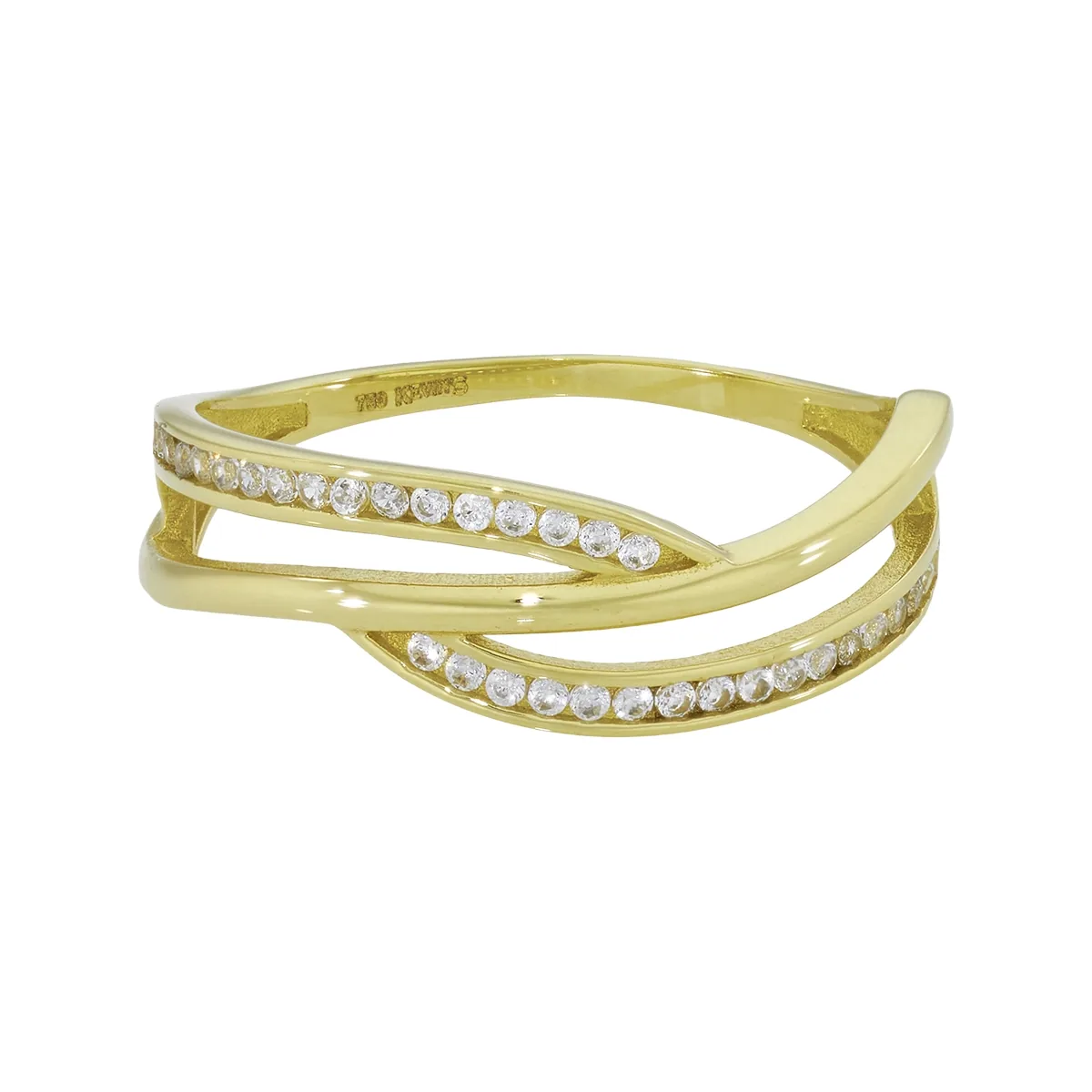 Anillo en oro amarillo de 18 Kilates, con zircones