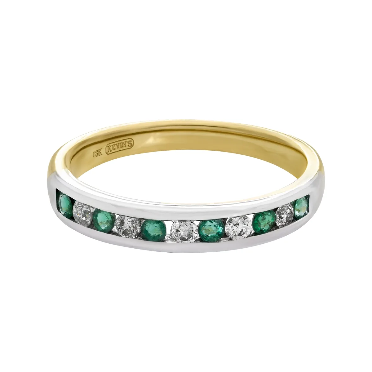 Anillo en oro amarillo de 18 Kilates, con esmeraldas de 0.15 Ct y diamantes de 0.13 Ct