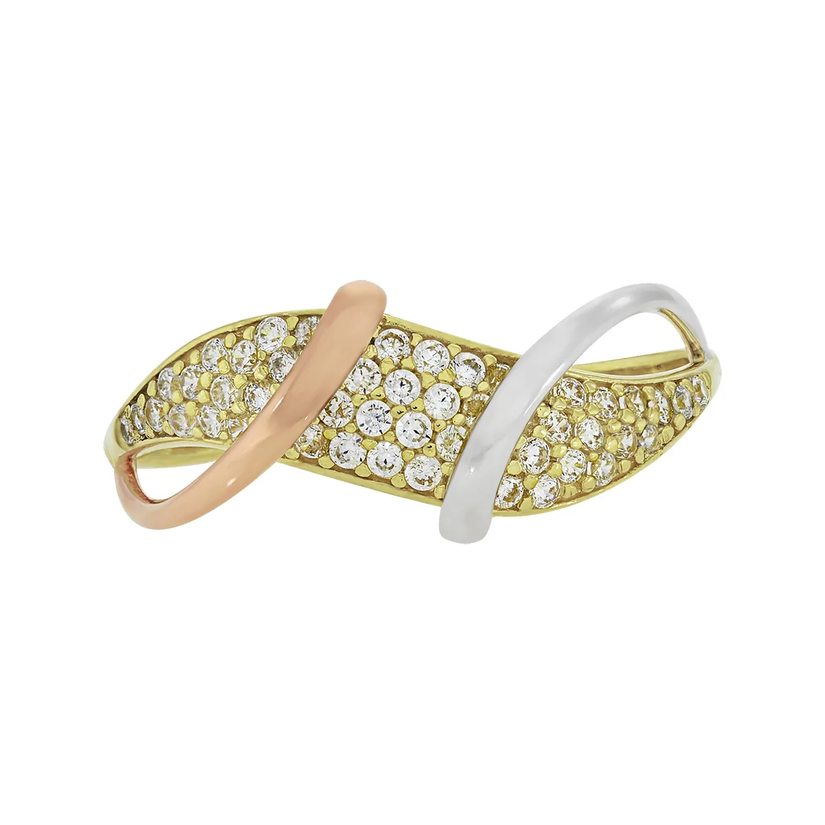 Anillo en oro amarillo de 18 Kilates, con zircones