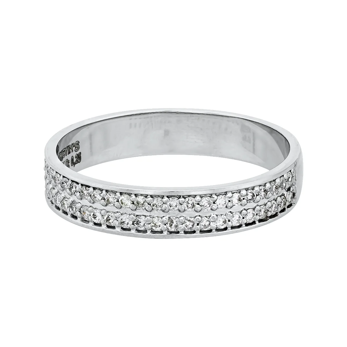Argolla en oro blanco de 18 Kilates, con diamantes de 0.25 Ct, 3.50 mm. de ancho