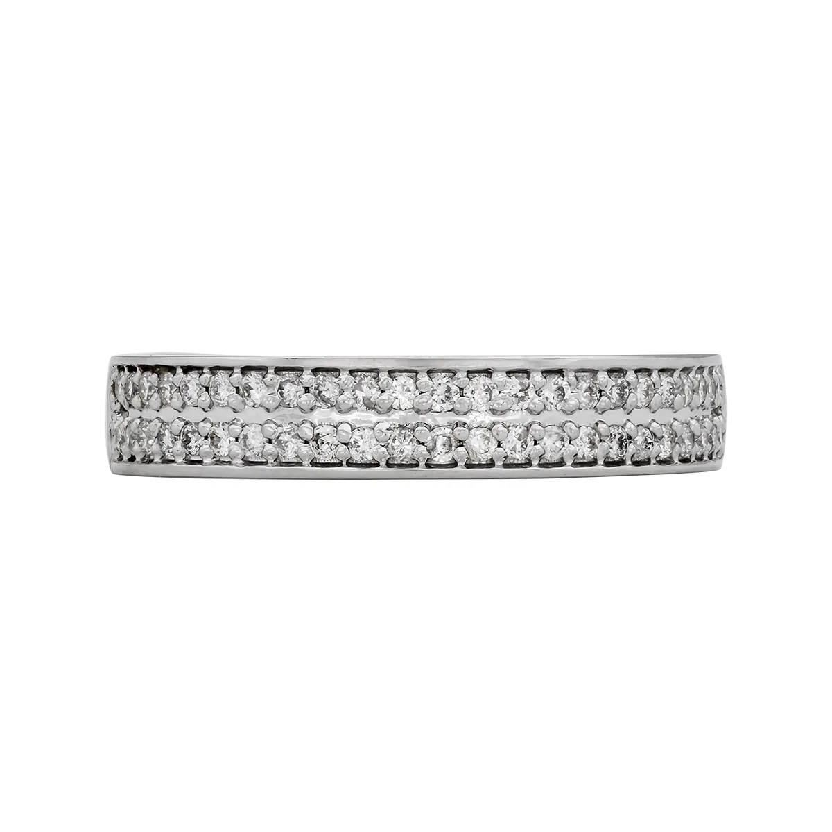 Argolla en oro blanco de 18 Kilates, con diamantes de 0.25 Ct, 3.50 mm. de ancho