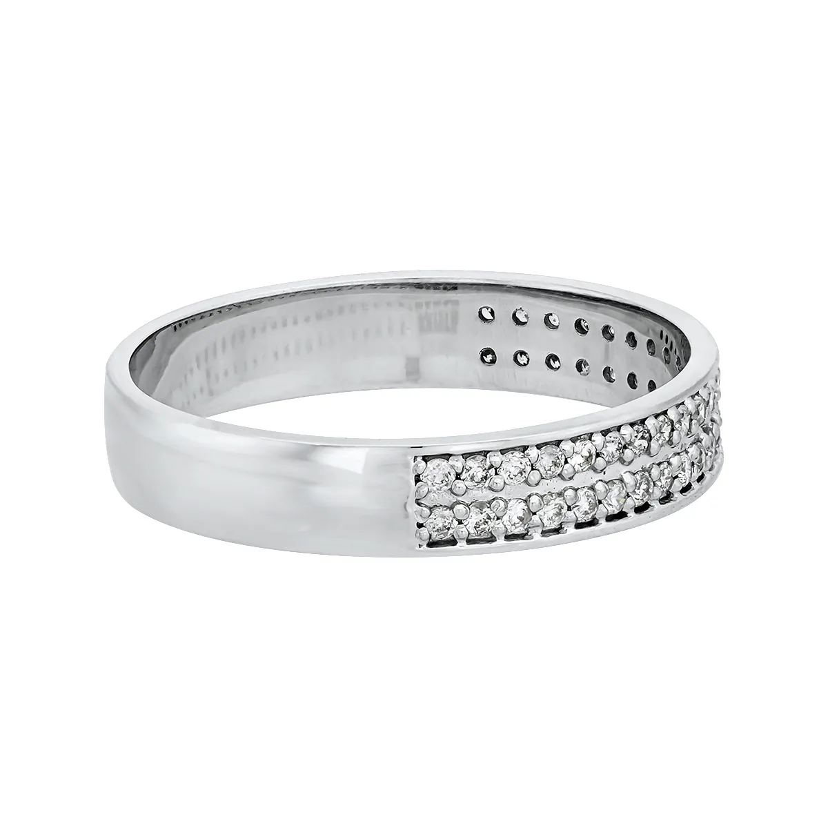 Argolla en oro blanco de 18 Kilates, con diamantes de 0.25 Ct, 3.50 mm. de ancho