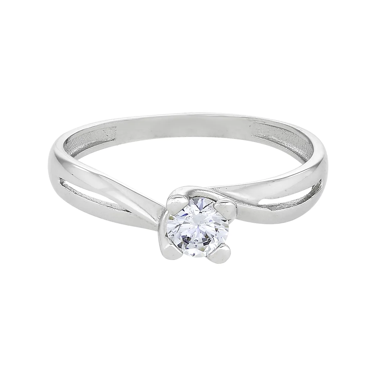 Anillo en oro blanco de 18 Kilates, con zircón central
