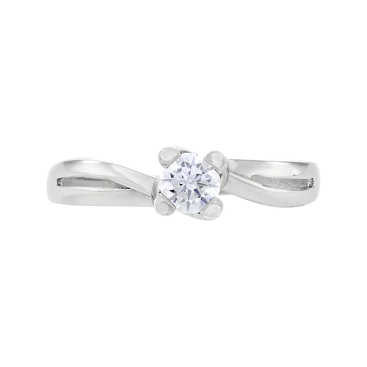 Anillo en oro blanco de 18 Kilates, con zircón central