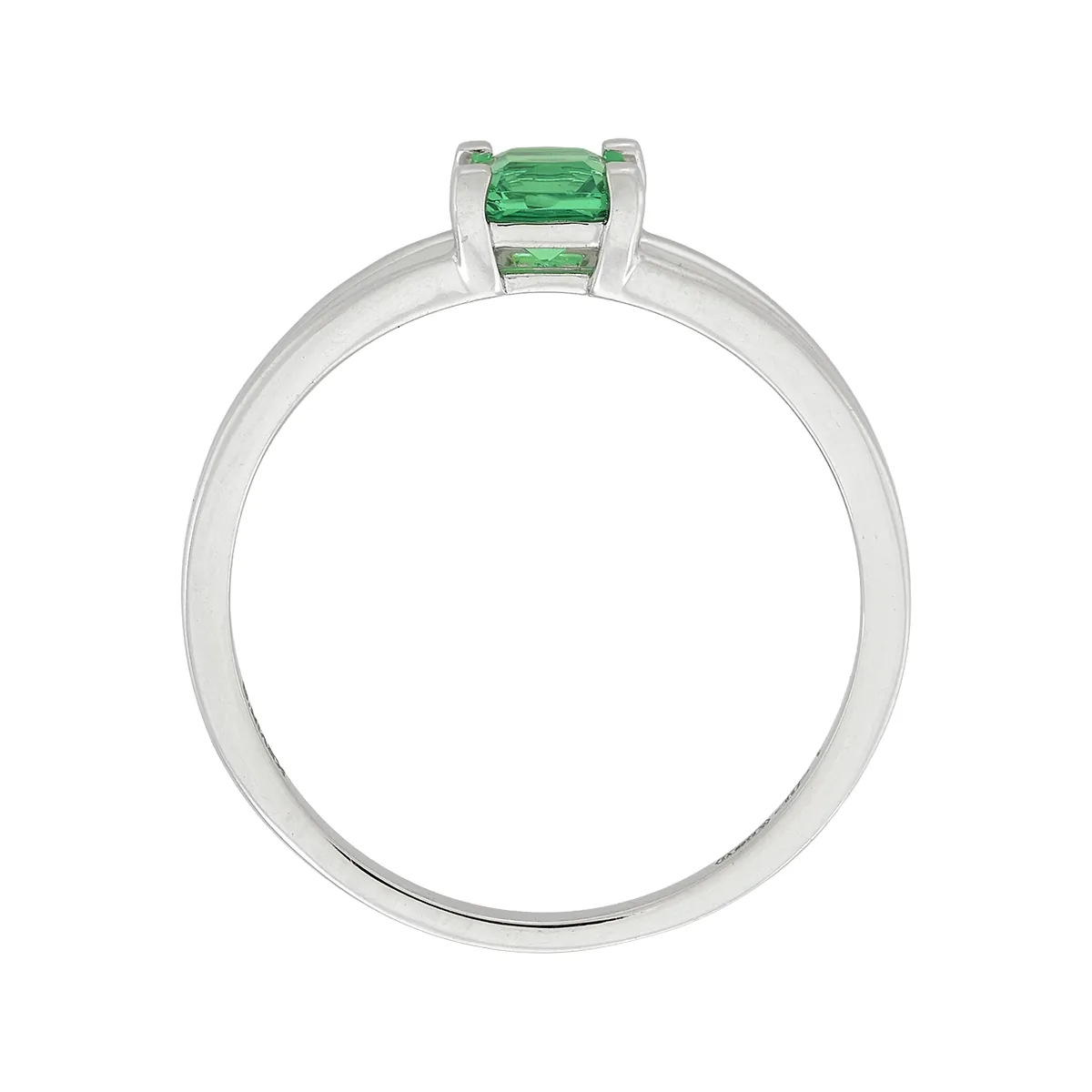 Anillo con esmeralda laboratorio central princess de 0.25Ct, oro tono blanco 18k, rodinado
