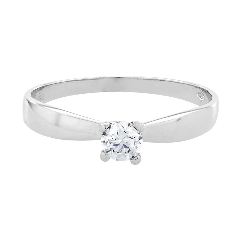 Anillo en oro blanco de 18 Kilates, con zircón central