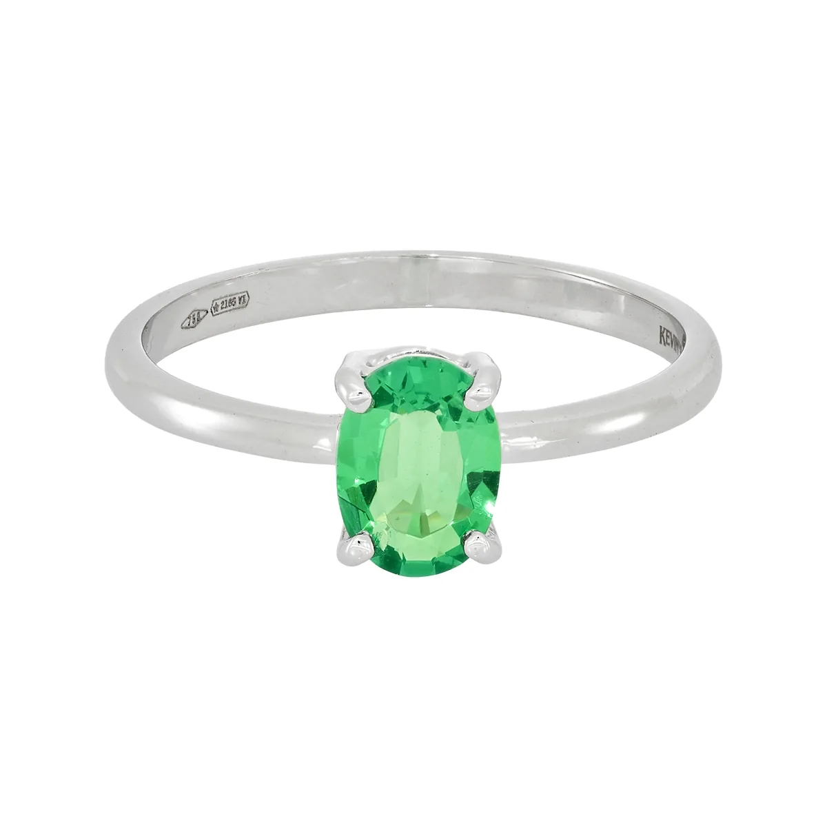 Anillo en oro blanco de 18 Kilates, con esmeralda laboratorio central de 0.60 Ct