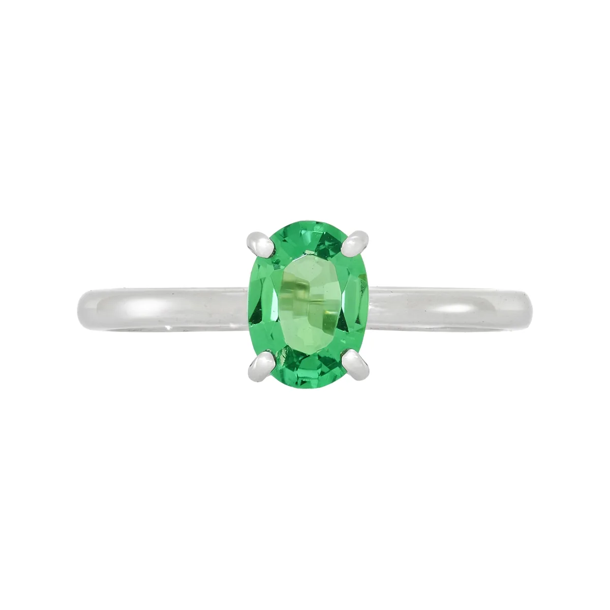 Anillo en oro blanco de 18 Kilates, con esmeralda laboratorio central de 0.60 Ct