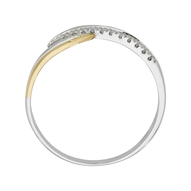 Anillo franjas, con diamantes con un peso total de 0.06Ct, oro 2 tonos rodinado