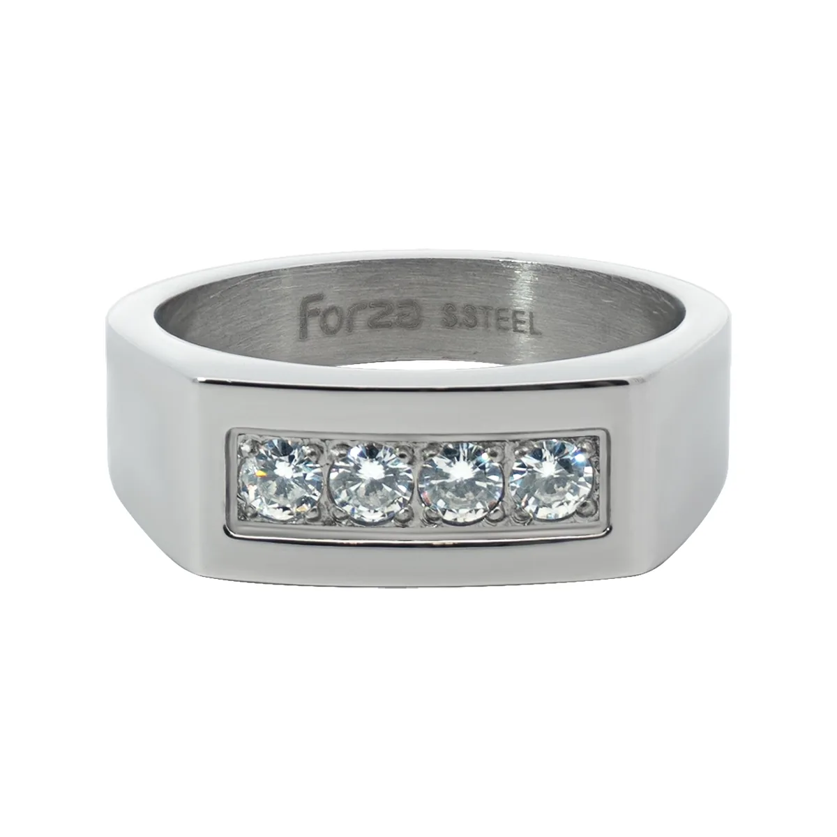 Anillo en acero, con cristales